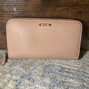 310. Fendi Women's Pale Pink Zip-Around Wallet